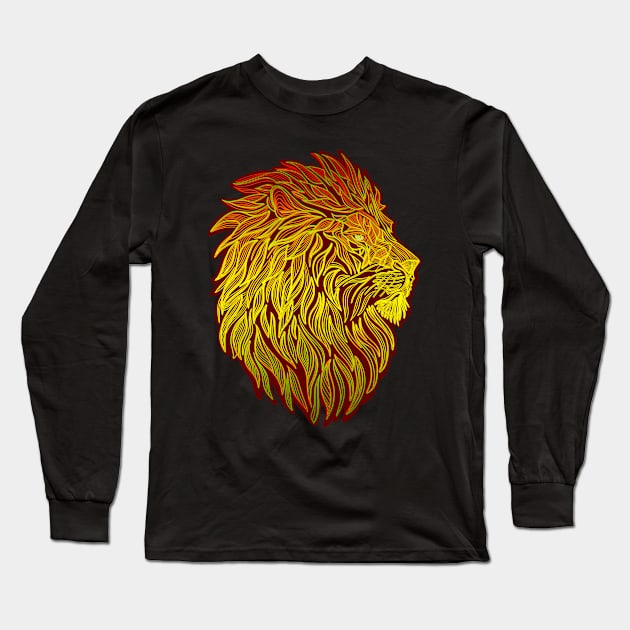 Lion’s head with thick mane in Rasta colors Long Sleeve T-Shirt by DaveDanchuk